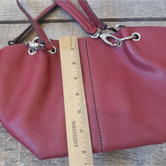 NINE WEST Faux Leather Small Shoulder Hand Bag Dark Red - Picture 6 of 10